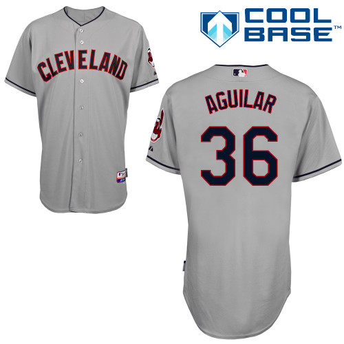 Jesus Aguilar #36 Youth Baseball Jersey-Cleveland Indians Authentic Road Gray Cool Base MLB Jersey